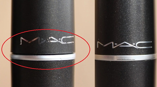 gros plan sur inscription MAC de rouge a levres mac.