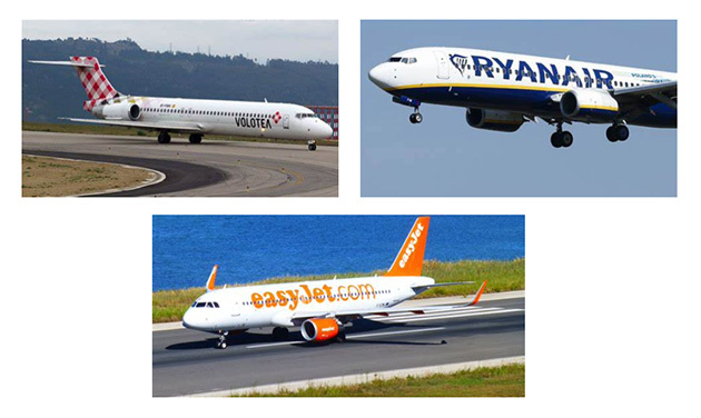 Trois avions differents de trois compagnies aeriennes differentes.