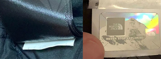 comparatif vrai vs faux veste supreme the north face etiquette holographique.
