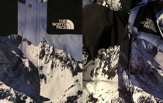 authentique vs contrefacon impression montagne doudoune supreme the north face
