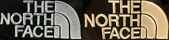 authentique vs contrefaçon logo the north face sur veste