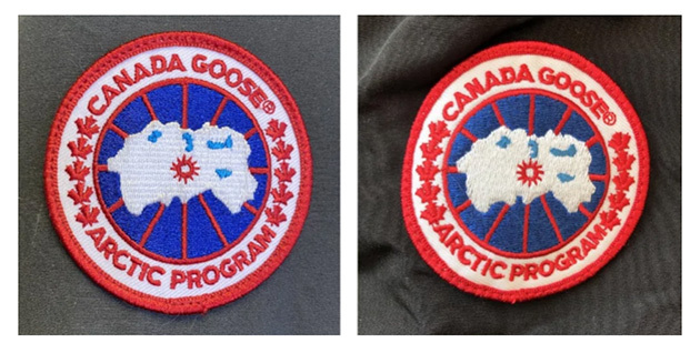 Authentique vs contrefacon logo Canada Goose 