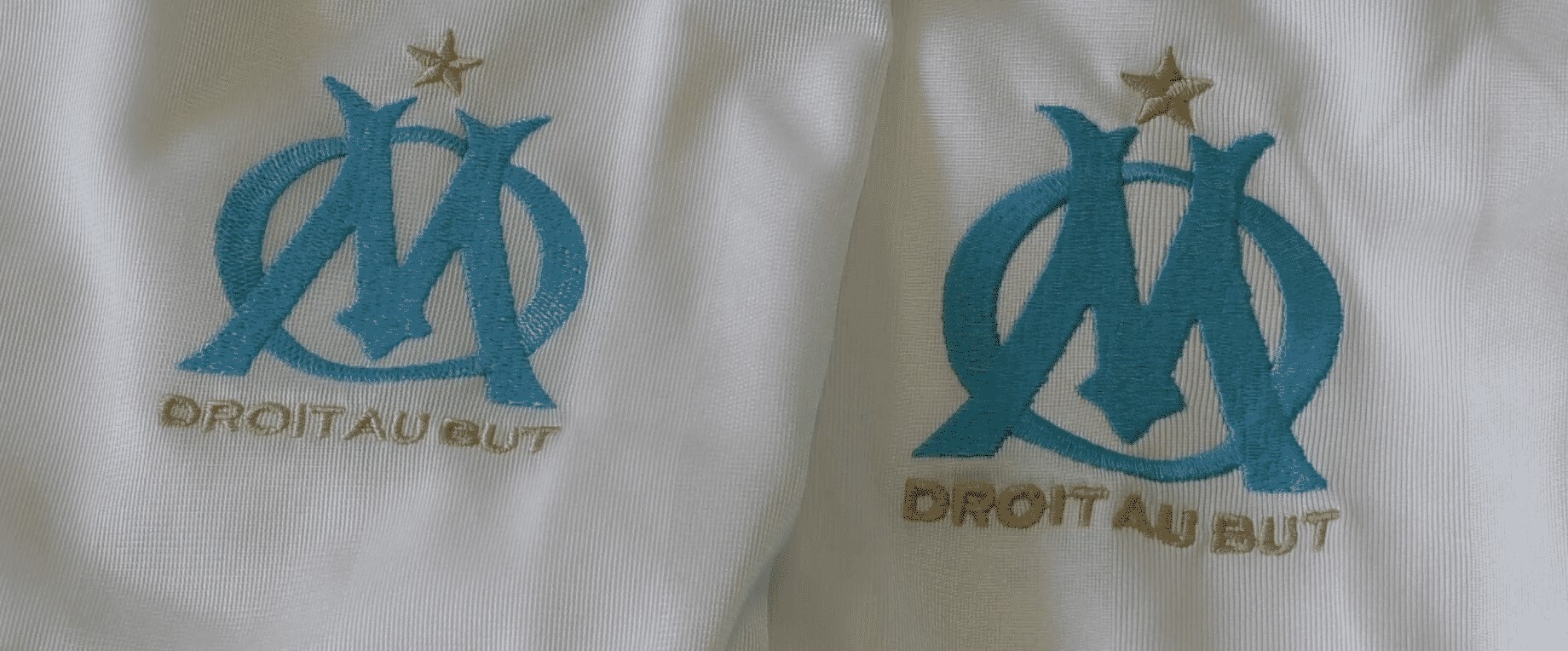 authentique vs contrefacon logo maillot de foot Marseille