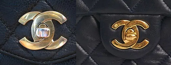 Authentique vs contrefacon logo chanel sur sac a main.